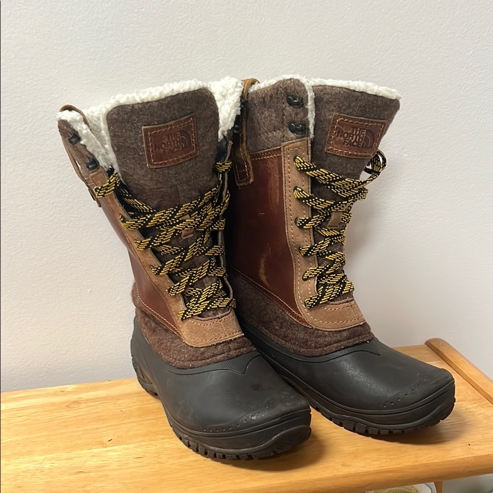 The North Face Brown and Black Winter Boots